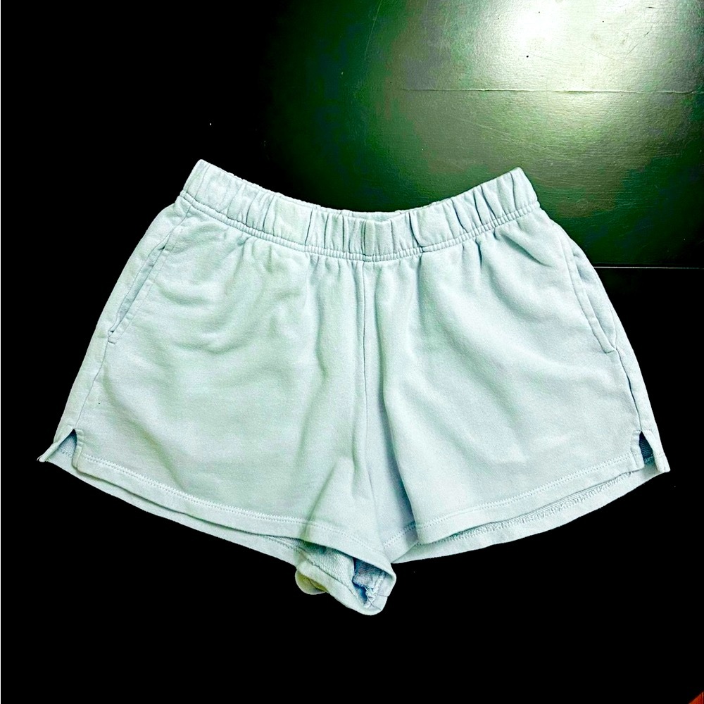 Garage Women's Light Blue Casual terry low-rise Shorts